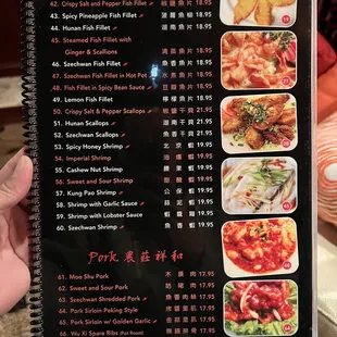 a menu for a chinese restaurant