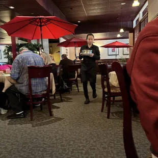 Chins interior with diners. Cozy!