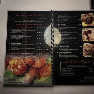Dinner menu