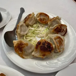 a plate of dumplings