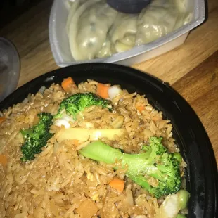 Vegetable Dumpling and Fried Rice! Super delicious
