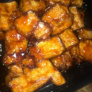 Took this picture after digging in but the 139. Dinner Orange Bean Curd is delicious!