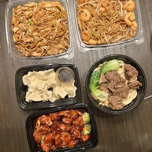 a variety of asian food