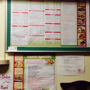 Menu posted near order window.