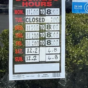Hours as of July 2023