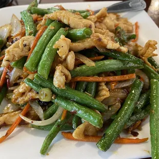 Green beans with black beans sauce with chicken
