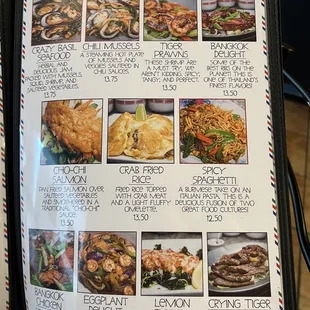 the menu for the restaurant