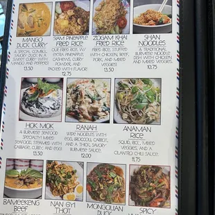 a menu for a restaurant