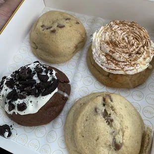 (2) OG chocolate chip, tres leche, and chocolate cookie.
