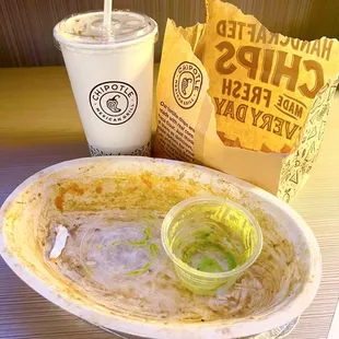 SMASHED a steak bowl, chips &amp; guac... flushed it down with a Coke!