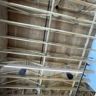 the ceiling of a building under construction