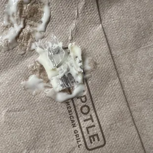 Piece of plastic in the queso.