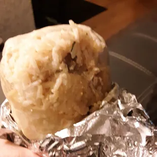 Giant break overflowing with rice.