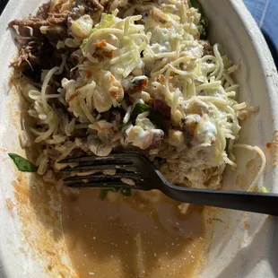 Liquid in my Barbacoa Burrito Bowl. Push everything to one side to drain it out