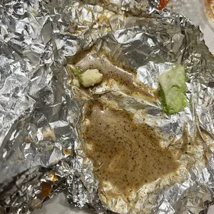 Water from the burrito in the foil