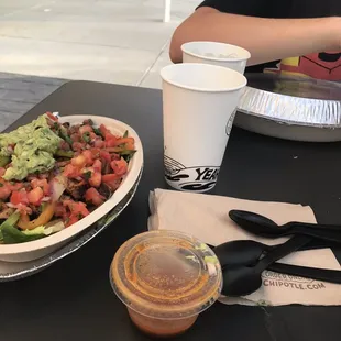 Spoons only and one dressing for 3 salads