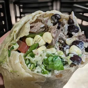 Steak burrito with guacamole