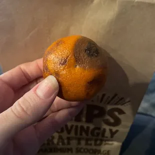 Rotten clementine with the kids meal