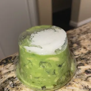 a guacamole covered in ice