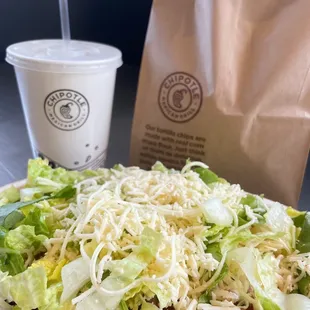 a salad and a drink