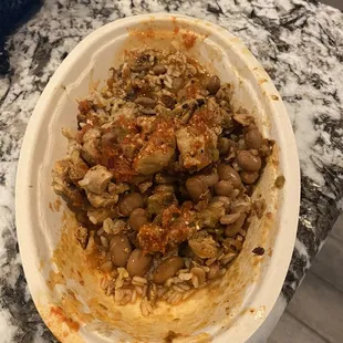 A gross looking bowl of food.