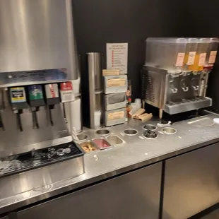 Empty lemonade dirty fountain area.