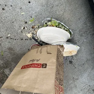 a paper bag and a plate