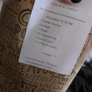 Pickup order