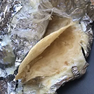No cheese quesadilla