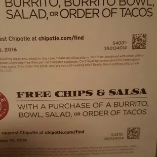 Thank you for Dinner Chipotle!