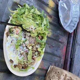 Literally no protein, It was ridiculous that she tried to scoop my barely enough carnitas to give me my fair portion of chicken!