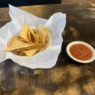 Chips and very spicy salsa
