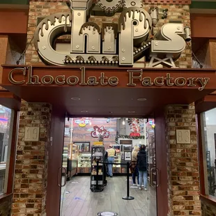 the entrance to chip's chocolate factory