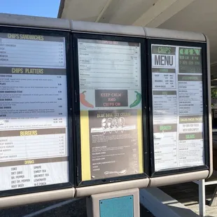 menus on a menu board