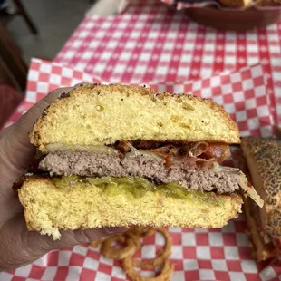 Pepper Jack Cheeseburger with pickles and bacon - Delicious !!!