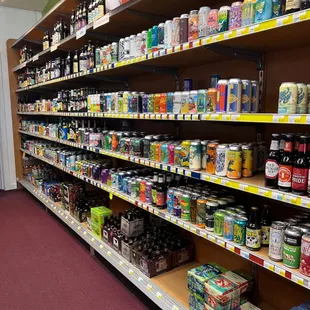 shelves of various beverages