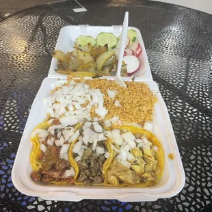 Pollo, Asada and Pastor taco dinner. Pretty solid but not the best. Nov 2022