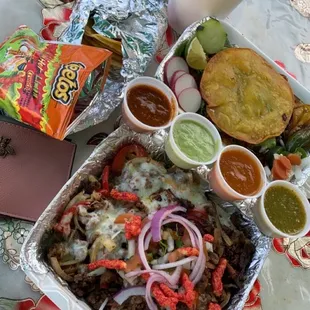 Carne asada fries &amp; mulita