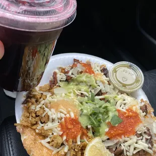 Polo, carnita, &amp; carne asada taco