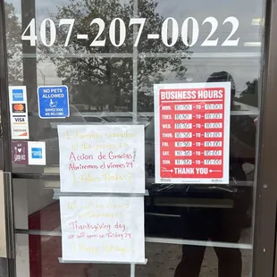 Phone number and hours of operation