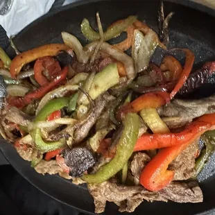 a skillet of food