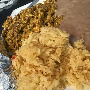 a plate of rice and beans