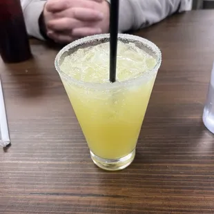 Pineapple margarita with sugar rim