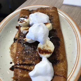 Banana crepe breakfast