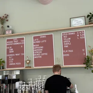 menus on the wall