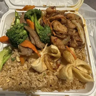 Combo Meal - Beef, Carrot and Broccoli - Mongolian Double w/ Fried Rice &amp; 2 Wontons