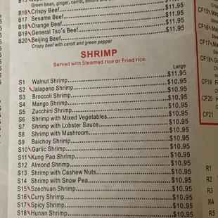 the menu for the restaurant