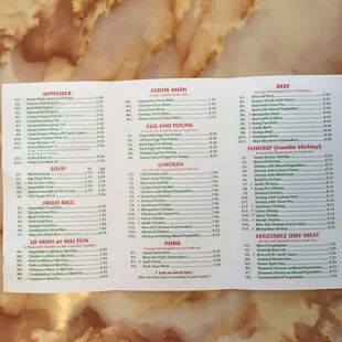 Chis wok menu