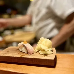 a chef preparing sushi