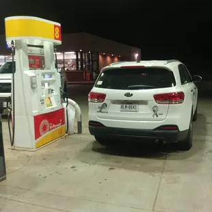 a car at a gas station
